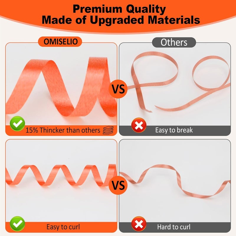 OMISELIO Orange Curling Ribbon - 500 Yard, 3/16" Gift Wrap Ribbon for Halloween, Christmas - Image 4